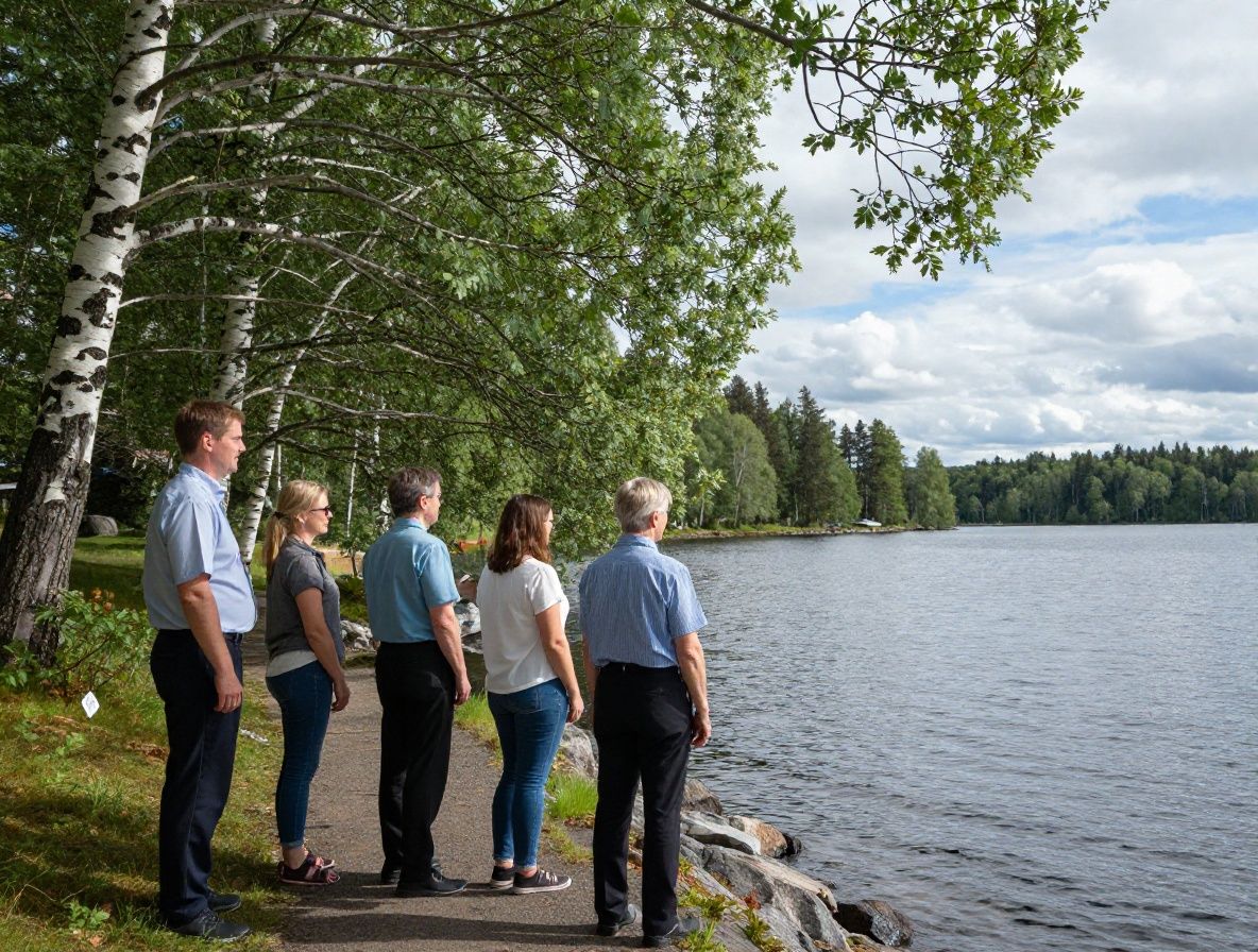 Tyyni järvenpinta heijastaa ympäröiviä puita ja taivasta, kirkasvetinen luonnonympäristö, symboloiden puhtautta ja tasapainoa